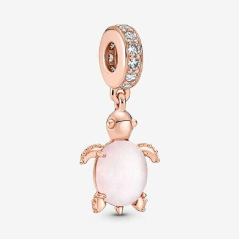 Pandora Murano Glass Pink Sea Turtle Dangle Charm